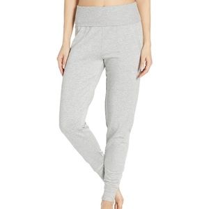 Beyond Yoga Fleece Fold Over grey sweatpants.